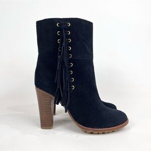 Coach Tamsin Bootie Womens 6 Black Suede Leather Fringe NEW